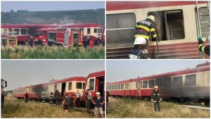 UPDATE. Un tren de călători a luat foc la Seleuș