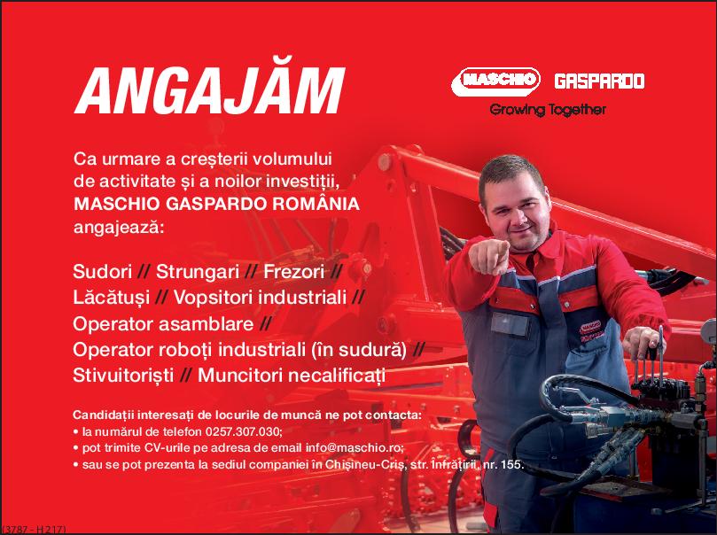 MASCHIO GASPARDO ROMÂNIA ANGAJEAZĂ