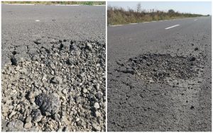 Drum nou, plin de gropi, din Sânpetru spre Timiş