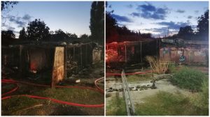 Trei garaje au luat foc în Vlaicu