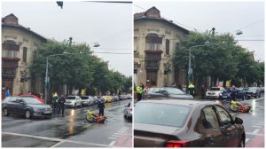 Accident pe strada Mărășești. Un motociclist a fost rănit